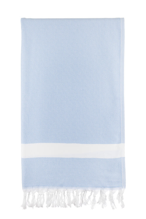 Turkish Towel Co Diamond Blue Turkish Towel Light