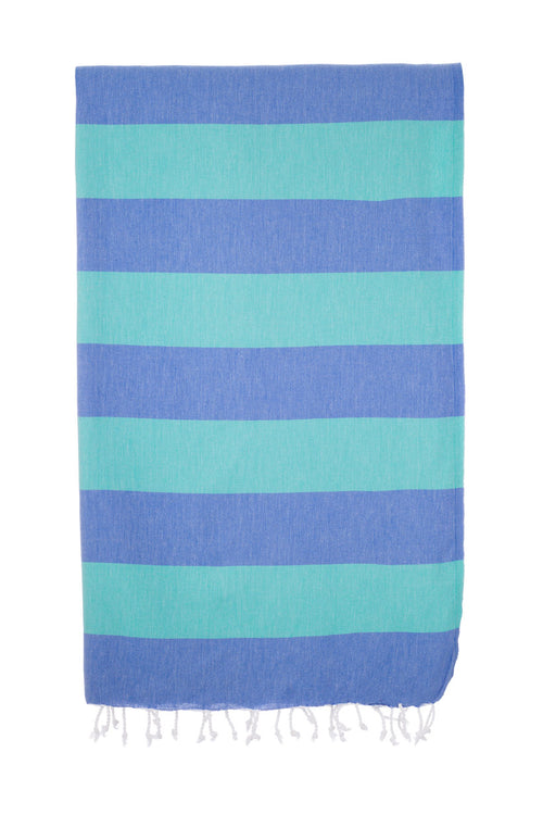 Turkish Towel Co Royal Blue & Sea Green Turkish Beach Towel
