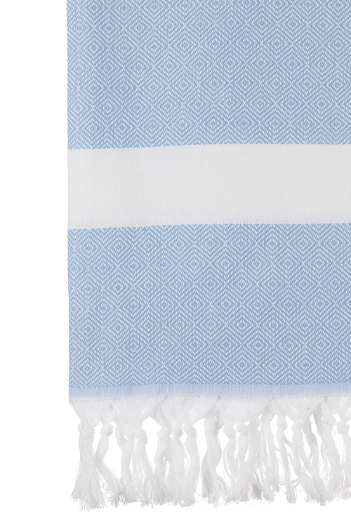 Turkish Towel Co light Blue Diamond Towel