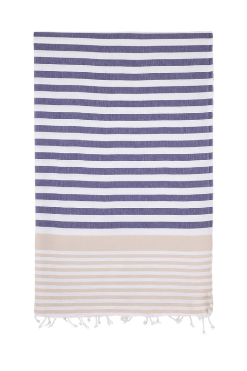 Navy Blue & Beige Turkish Towel