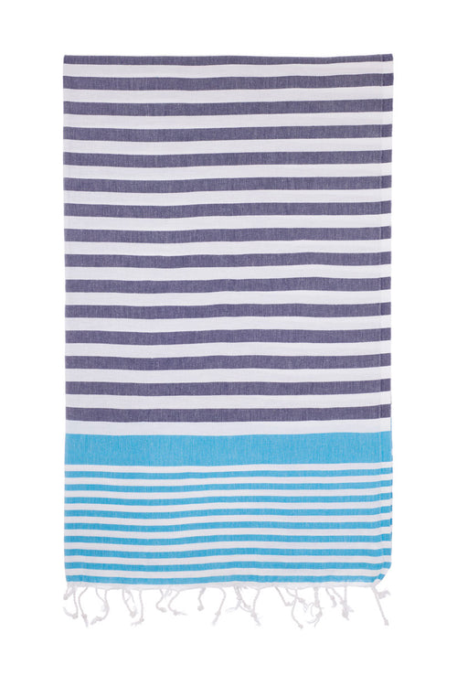 Turkish Towel Co Turquoise & Navy Turkish Towel Buy Online Australia