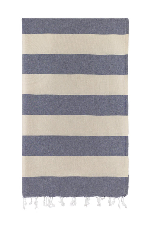 Turkish Towel Co Bright Towel Navy And Beige